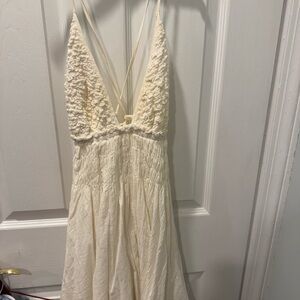 Free People Cream Backless Dress